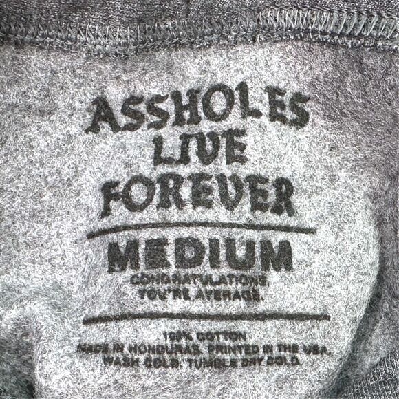 A**holes Live Forever Two-Tone Barbwire Drawstring Hoodie - Size Medium - Picture 4 of 4